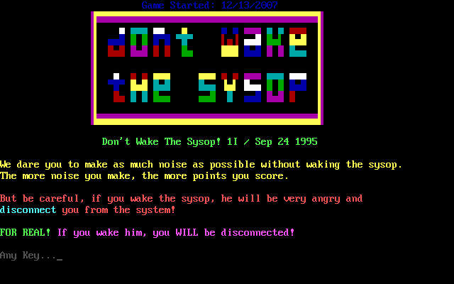 Don't Wake the SysOp
