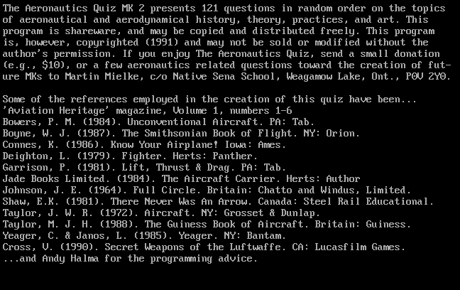 The Aeronautics Quiz MK 2
